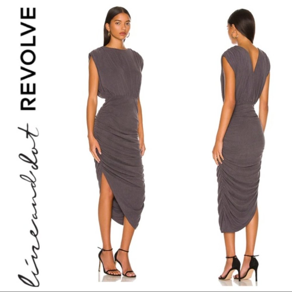 Line & Dot Desiree Ruched Midi Dress